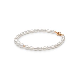 Bratara cu perle naturale si argint placat cu aur roz 39 cm DiAmanti 254-106B-G